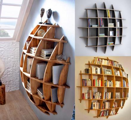 This 3D Sphere Bookshelf Looks Like It's Sinking Into Your Wall