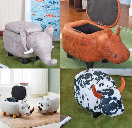 These Super Cute Animal Storage Ottomans Can Hold Books or Toys Inside of Them