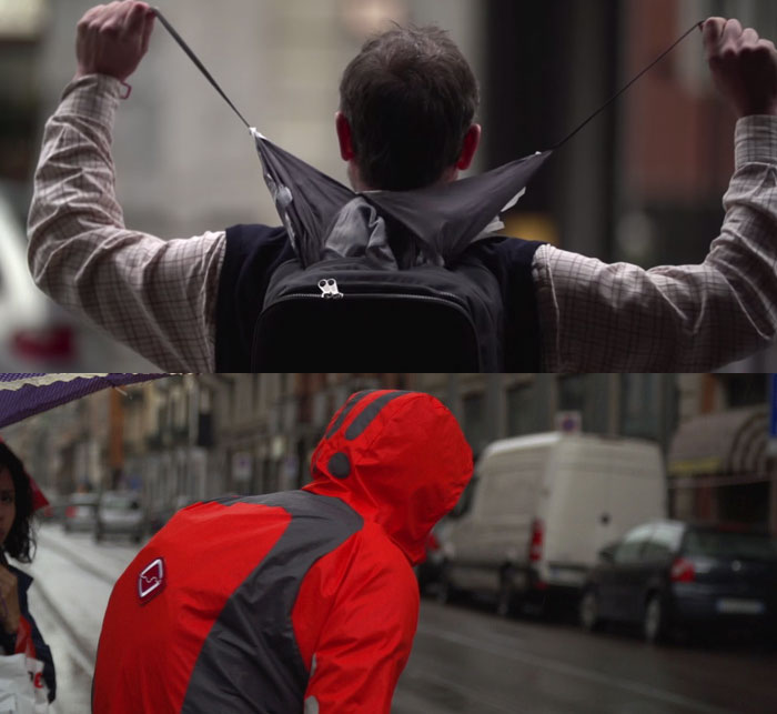 Backpack That Ejects Into A Rain Jacket