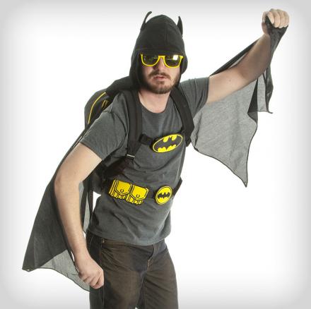 Hooded Batman Backpack With Wings and Utility Belt