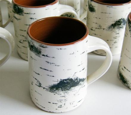 Birch Bark Coffee Mug Looks Like a Birch Tree