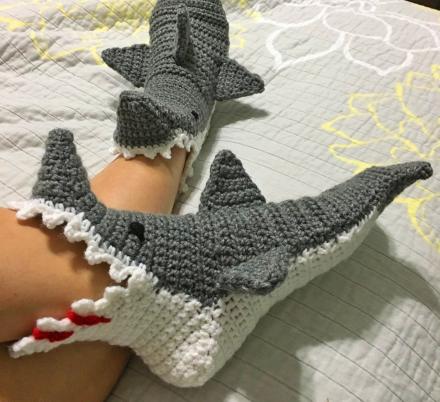 These Crochet Shark Bite Slippers Look Like They're Attacking Your Feet