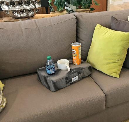 Cup Cozy Pillow Securely Holds Your Drinks On The Couch