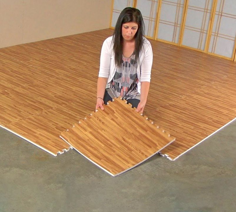 faux hardwood floor interlocking foam tiles 0