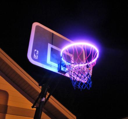 Hoop Light: LED Lit Basketball Rim Attachment Helps You Shoot Hoops At Night