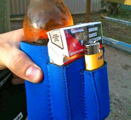 This Beer Koozie Holds a Pack of Cigs and Lighter (Or Snacks, Phone, Lipstick)