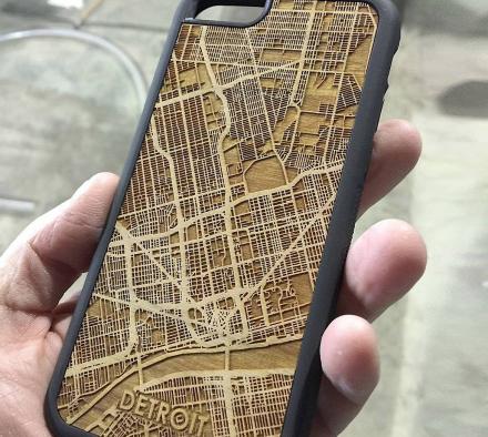 Laser Cut Wooden City Maps Made Into Smart Phone Cases