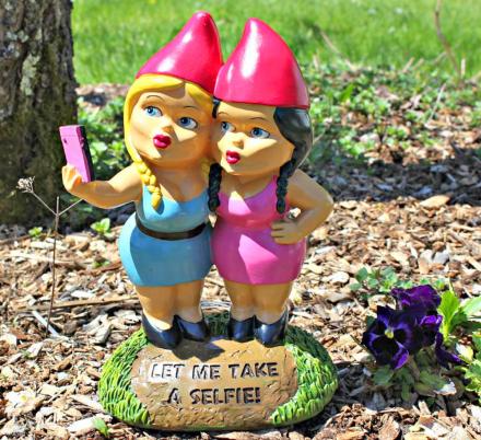 The Selfie Sisters Garden Gnome Is Here To Alert Your Neighbors Of Your Love For Selfies