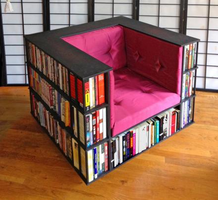 This Ultimate Reading Chair Has a Built-In Bookcase That Surrounds The Chair