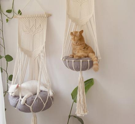 What Kitty Wouldn't Love One Of These Hanging Macrame Cat Hammocks?