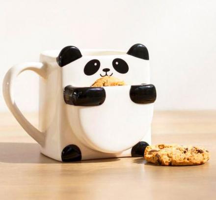 Panda Hug Coffee Mug Has Pocket For Holding Cookies
