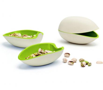 Pistachio Bowl Gives You One Bowl For The Nuts, One Bowl For The Shells