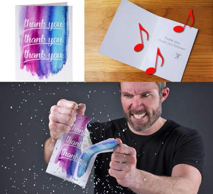 Prank Thank You Card Plays Endless Music, a Glitter Bomb Explodes If You Try To Destroy It