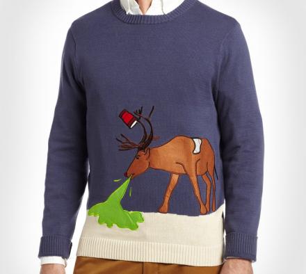 Puking Reindeer Ugly Christmas Sweater