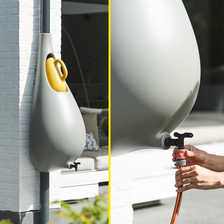 This Beautiful Raindrop Rain Barrel Connects To Your Downspout To To Easily Water Your Garden