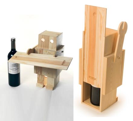 Robox Is a Wooden Robot That Holds a Bottle of Wine