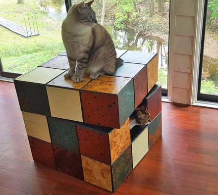 Rubik's Cube Table Cat Bed