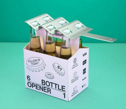SIXOVERONE: A Six-Pack Bottle Opener - Opens 6 Bottles at a Time