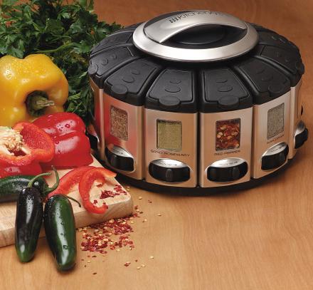 This Awesome Spinning Spice Rack Carousel Has An Auto Measuring Feature For Each Spice