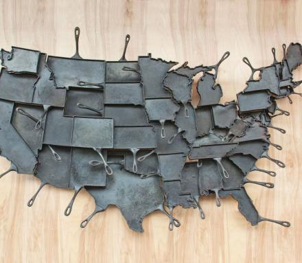 State Shaped Cast Iron Skillet Pans