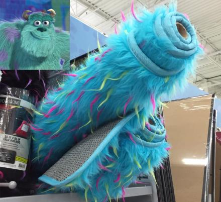 There's a Blue Furry Floor Rug That Looks Like It Was Made From Sully From Monsters Inc