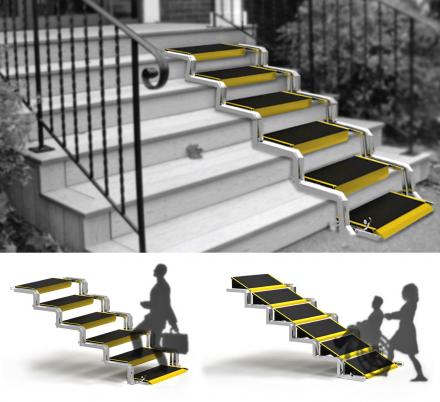 These Convertible Stairs Convert Into a Wheelchair Ramp When Needed