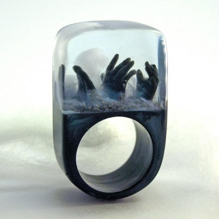 These Resin Rings Feature Beautiful Miniatures Inside Them
