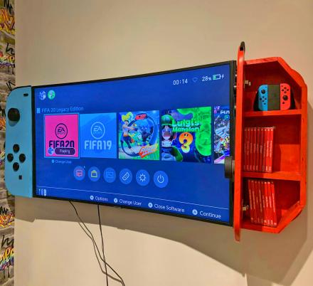 These Wall-Mounted Cabinets Turn Your TV Into a Giant Nintendo Switch