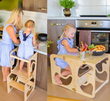 This Awesome Toddler Kitchen Tower Helper Stool Also Doubles as a Craft Table