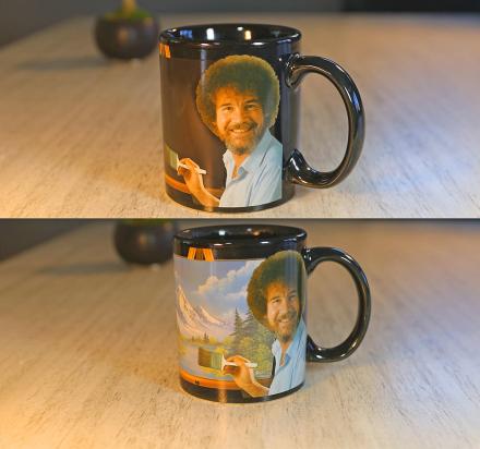 This Bob Ross Heat Changing Mug Makes a Painting Appear With Hot Liquid