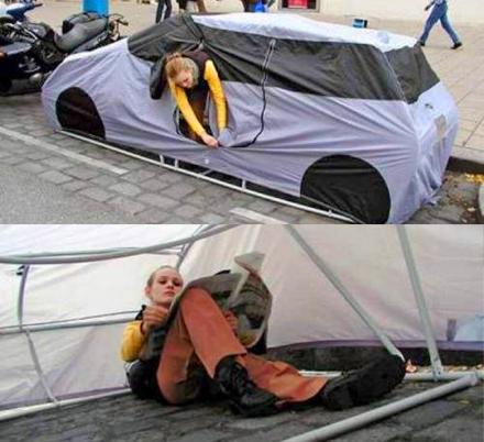 This Car Shaped Tent Is Perfect For Urban Camping and Holding Parking Spaces