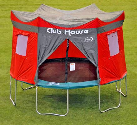 This Clubhouse Trampoline Cover Turns Your Kids Tramp Into an Awesome Camping Tent