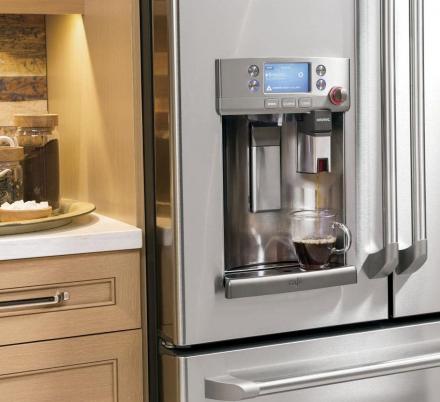 This GE Refrigerator Has a Built In Keurig Coffee Dispenser