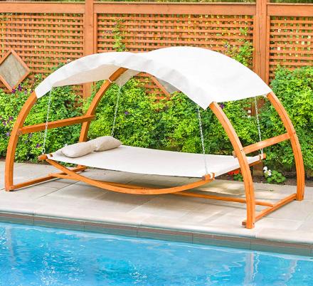 This Hanging Poolside Leisure Bed Lets You Relax In Pure Bliss, Even Through The Night