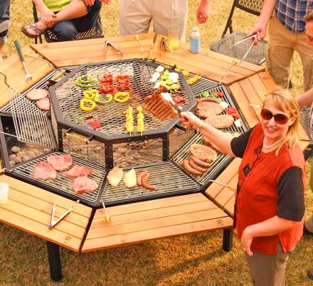 This Incredible Octagon Grilling Table Allows Everyone To Cook Their Own Meal