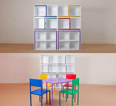 This Incredible Table and Chairs Set Hides Inside Of a Bookcase When Not In Use