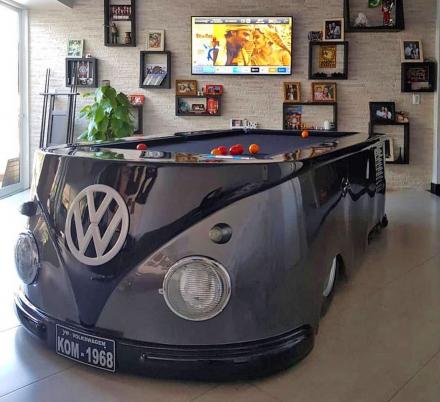 This Pool Table Was Made To Look Like a Retro Volkswagen Hippy Van