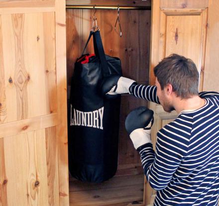 This Punching Bag Is Actually a Laundry Bag Filled With Your Dirty Clothes