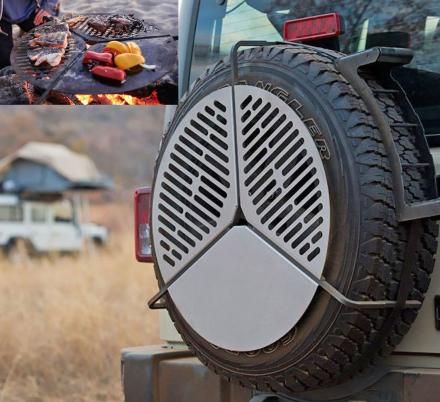 This Camping BBQ Grate Mounts Right Onto Your Rear Spare Tire To Save On Space