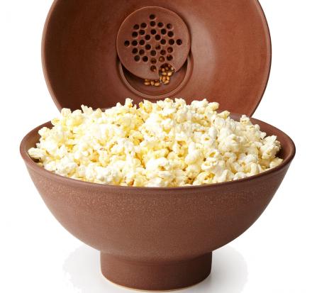 Stone Popcorn Bowl Filters Your Un-Popped Seeds Through The Bottom