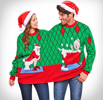 Two Person Connected Ugly Christmas Sweater