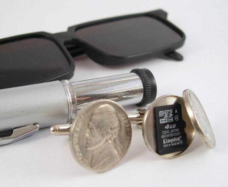 Nickel Cufflinks That Have a Secret Compartment