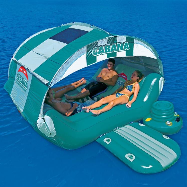 Inflatable Cabana Lounger With Attachable Cooler