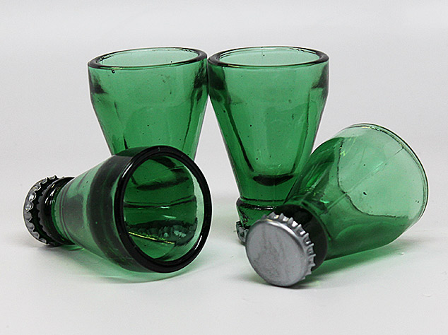 Beer Bottle Top Shot Glasses - Top Shots Shot Glasses - made from tops of recycled beer bottles