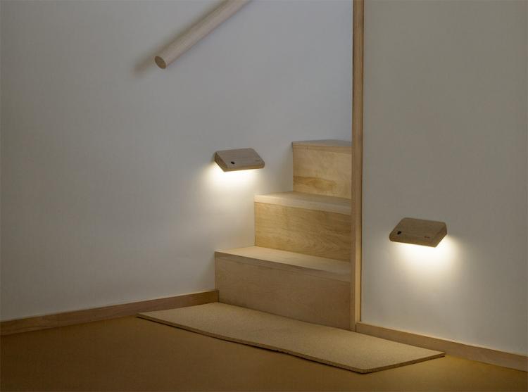 Ellum - Wooden Angled Motion Sensor Wall Lights