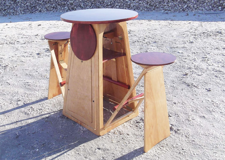 Expandable Quad Micro Bar Table and Stools