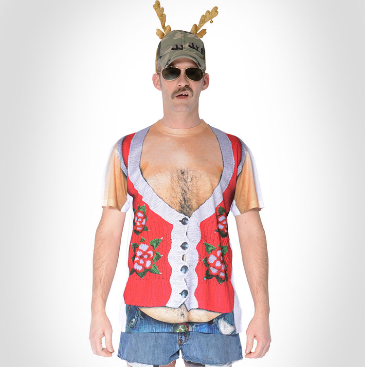 Fat Guy Ugly Christmas Sweater Vest Graphic Tee