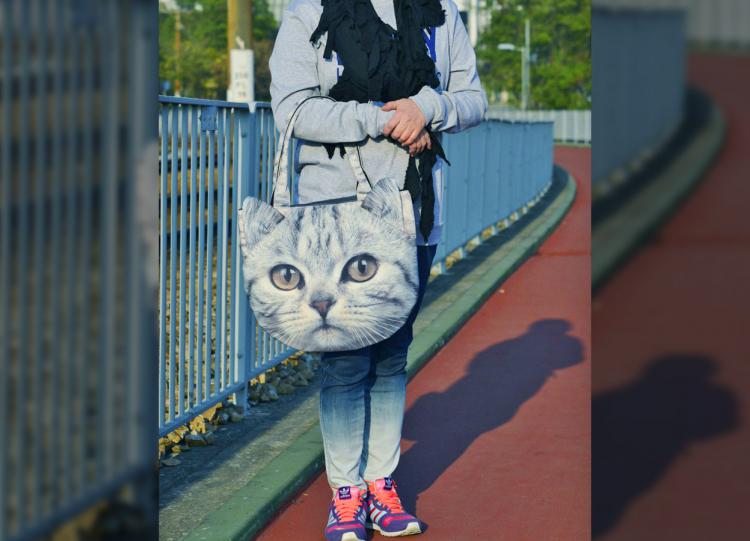 Giant Cat Face Messenger Bag Purse - Giant Cat Face Tote Bag