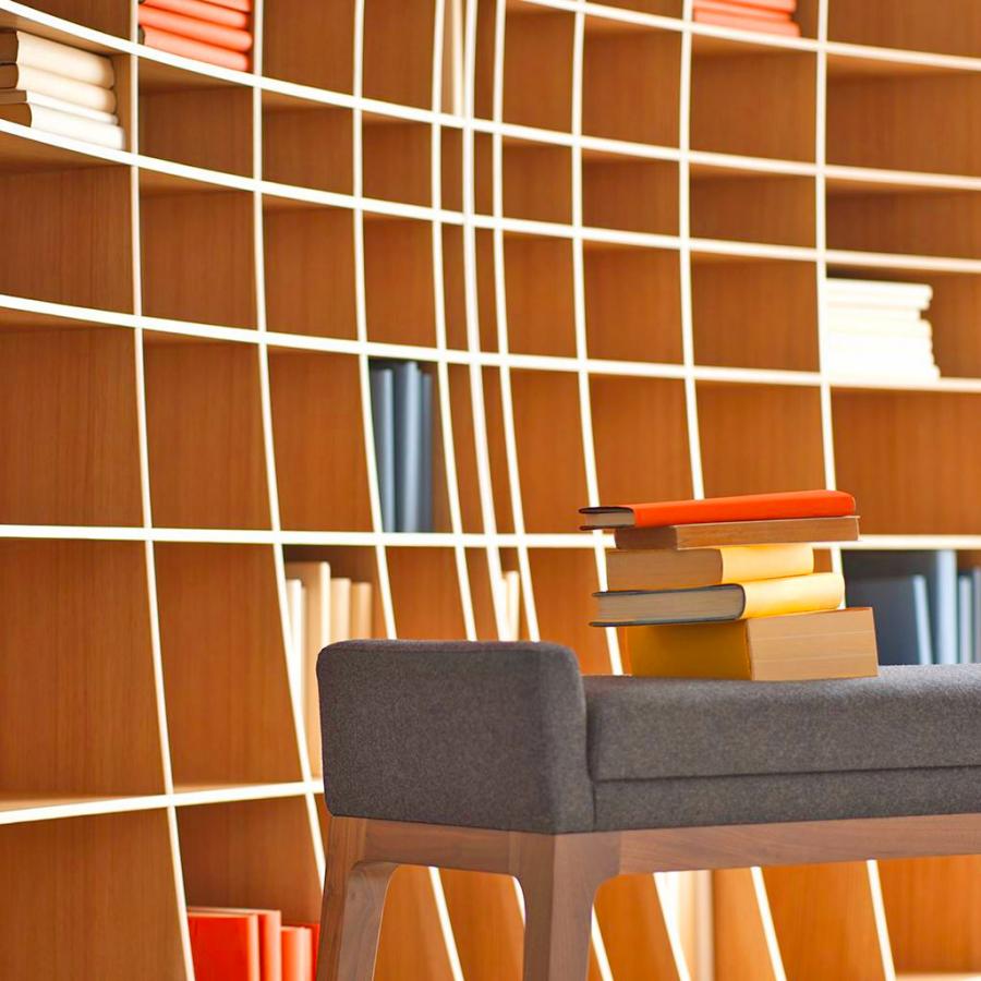 Concave Bookshelf - Inward bending bookcase design