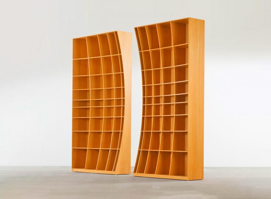 Concave Bookshelf - Inward bending bookcase design